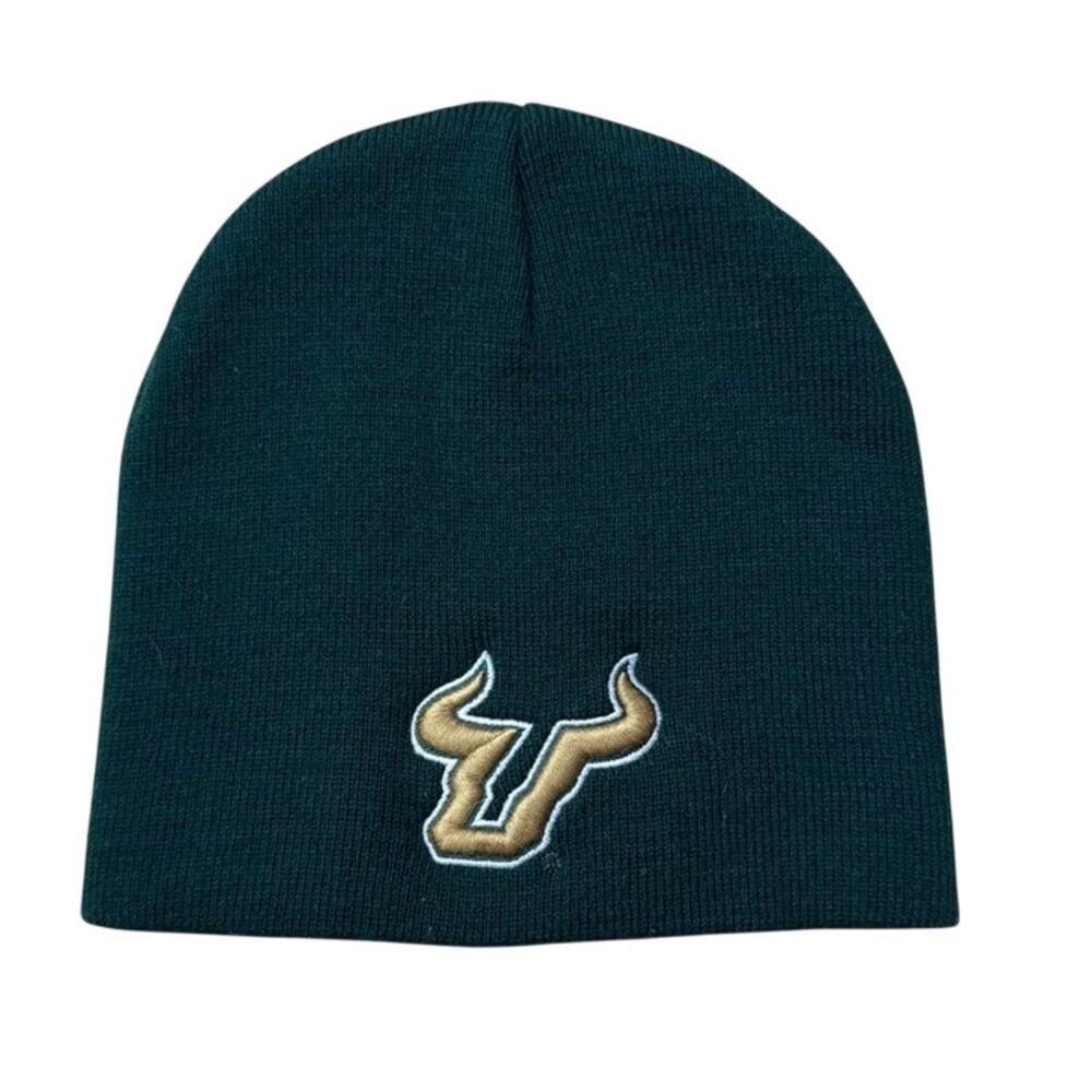 USF South Florida Bulls green beanie hat stocking cap embroidered logo